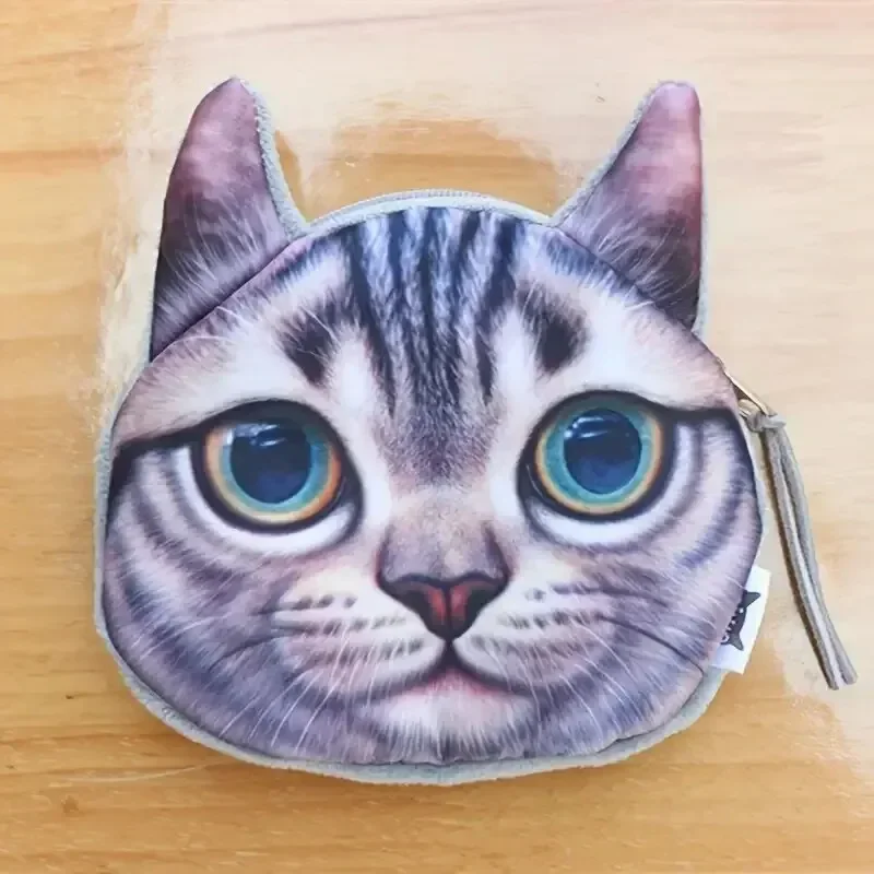 Porte-monnaie en peluche chat de dessin animé mignon, sac à monnaie Animal chat, sac de rangement amusant pour collation