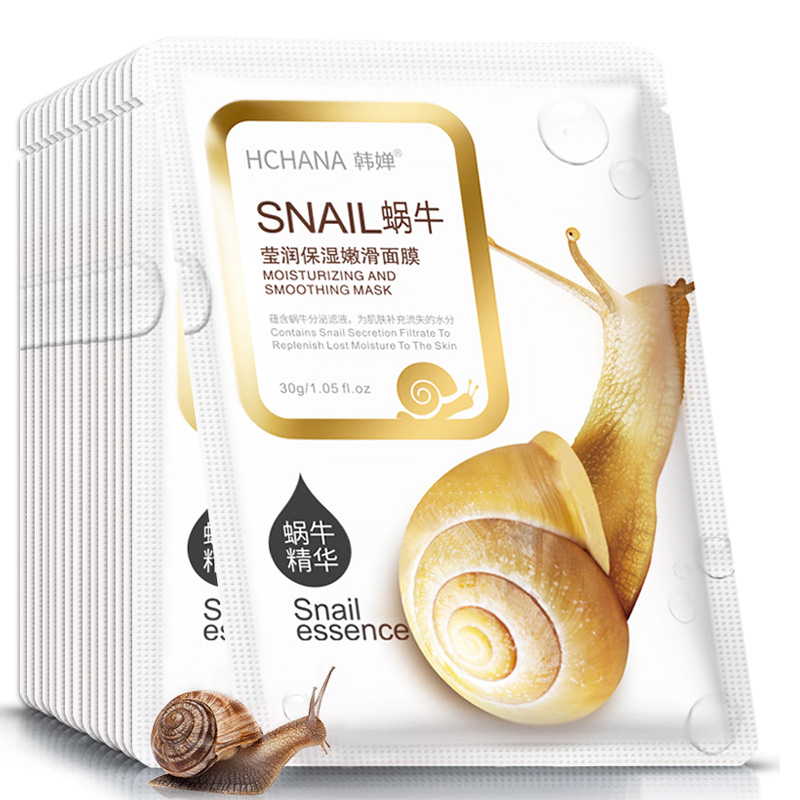 10 pçs caracol hidratante máscara facial reabastecimento controle de óleo macio rosto folha máscaras máscara facial cuidados com a pele cosméticos coreanos