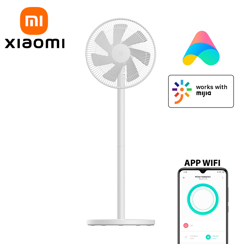 XIAOMI MIJIA vloerventilator, 7 bladen, verstelbare groothoek 90 ° , Thuisventilator voor woonkamer, ondersteuning voor Connect MI HOME APP bedrade ventilator