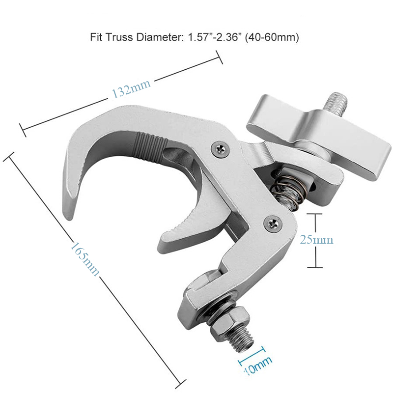 アルミ合金製ステージフック,150kg,頑丈なクランプブラケット,40〜60mmの頑丈なヘッドフック,10個ピース/ロット
