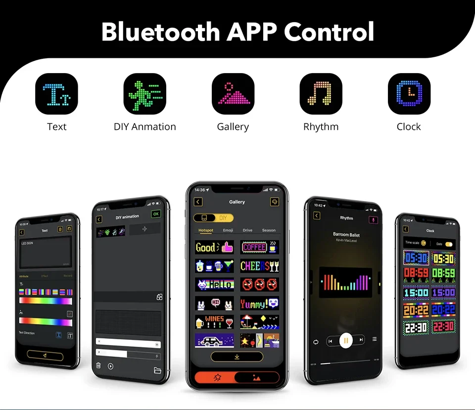 5V Auto LKW Teufelsauge Zeichen Licht Mehrsprachiges Auto LED Matrix Panel Scrollen Werbung USB Bluetooth App Steuerbildschirm