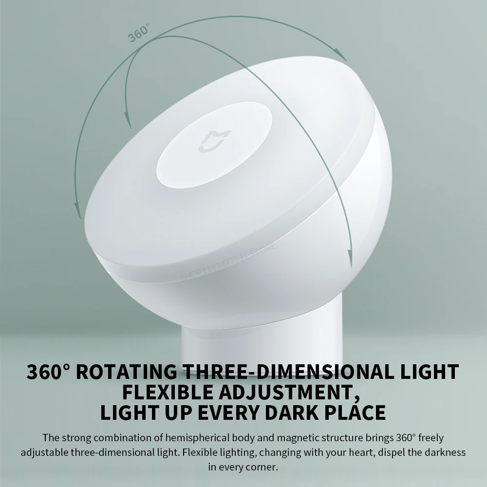 Xiaomi Mijia Luce notturna a induzione a LED 2 lampade Luminosità regolabile Sensore intelligente a infrarossi per il corpo umano con base magnetica