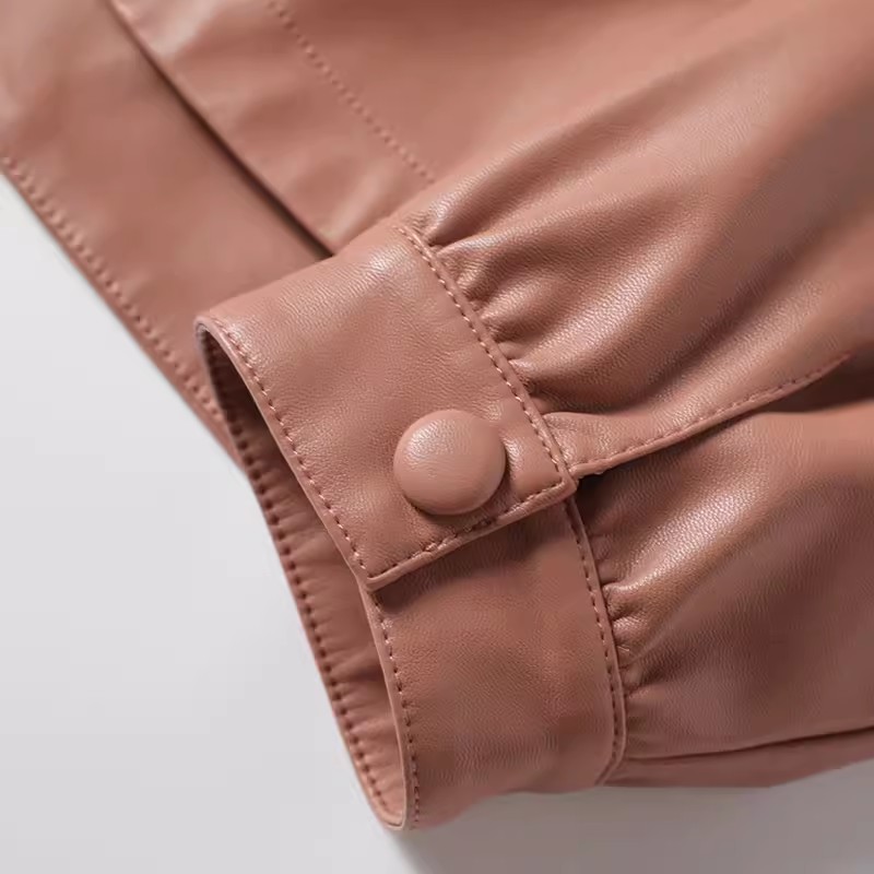 女性用シープスキンショートジャケット,ルーズカジュアルコート,カバー付きボタン,スプリットレザー,女性用,春,秋,S-2XL, 2024
