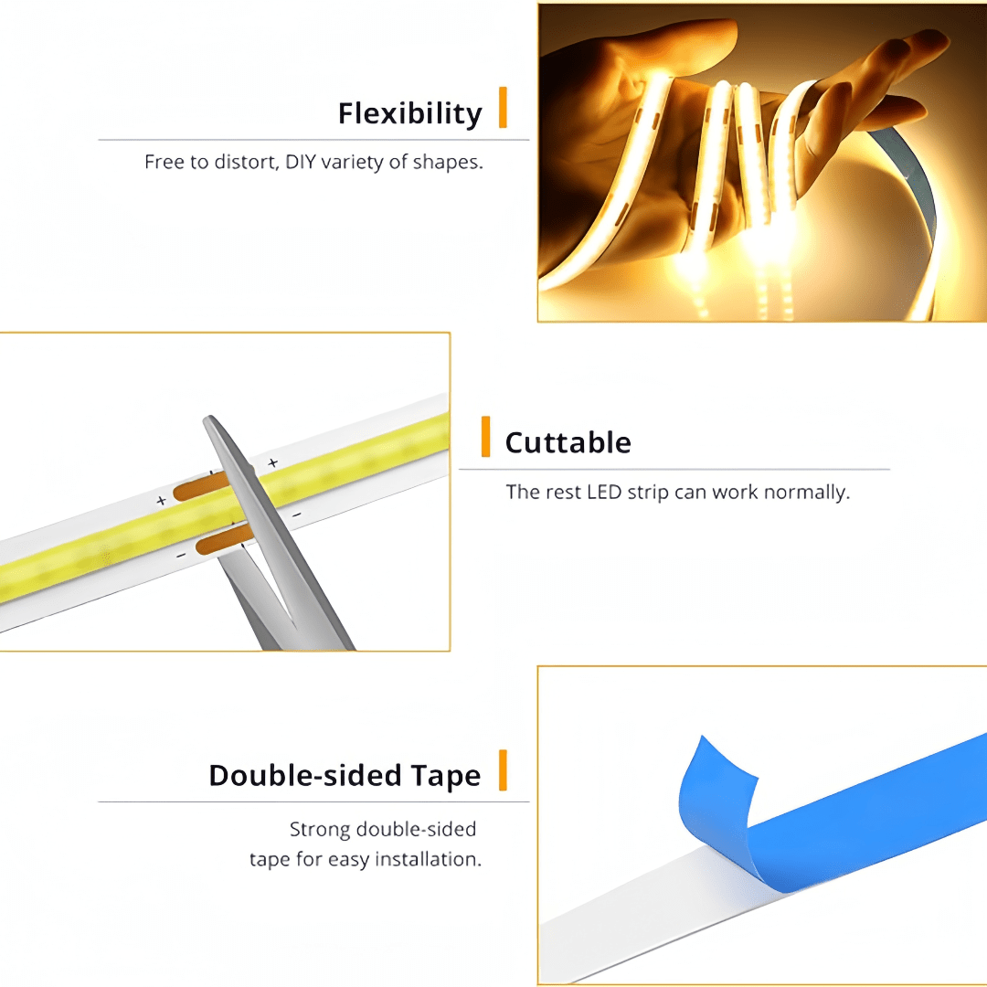 5V COB LED Strip Touch Dimmer USB Plug 320LEDs/m High Density Flexible Led Tape 3000K 4000K 6500K Led Lights Indoor Lighting