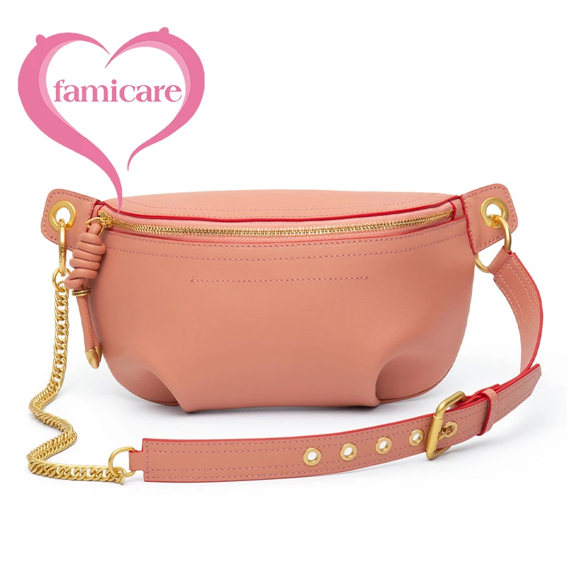 Bolso de hombro de cuero partido para mujer, bolsa de pecho con cadena a la moda para niña, bolso cruzado deportivo de ocio para mujer, riñonera para mujer
