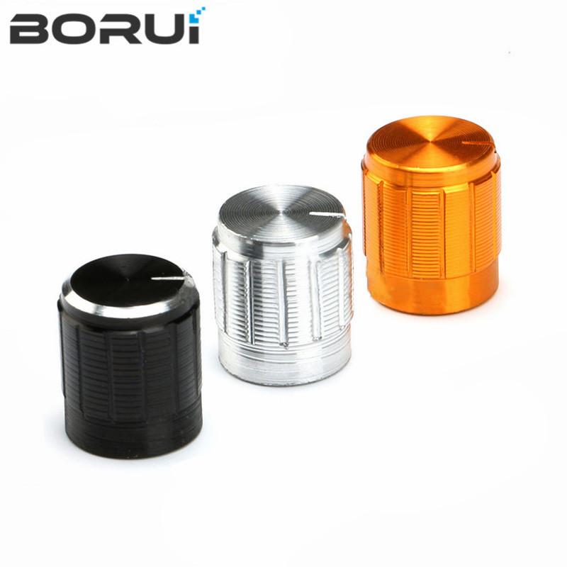 10PCS aluminium legierung 15*17mm potentiometer 15*17 knob rotation schalter volume control knob schwarz silbrig