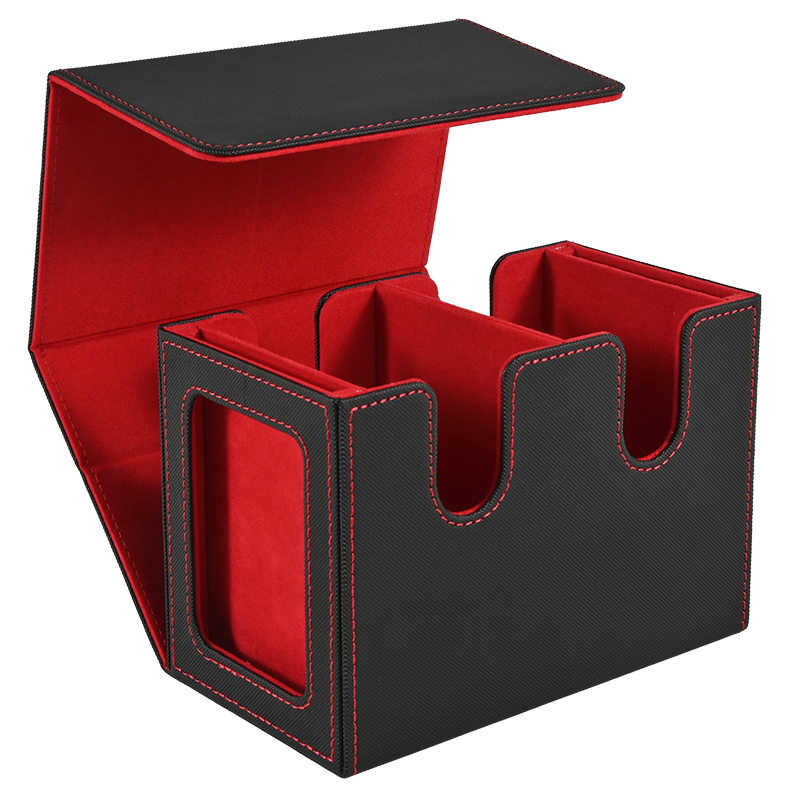 Card Deck Box met 2 commandant-display, dubbeldeksbox voor 140+ kaarten met enkele mouwen, geschikt voor TCG CCG-magische kaarten