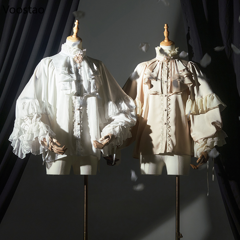 Viktorianischen Gothic Vintage Lolita Shirts Frauen Elegante Spitze Patchwork Batwing Hülse Bluse Tops Weibliche Y2k Ästhetischen JK Blusas