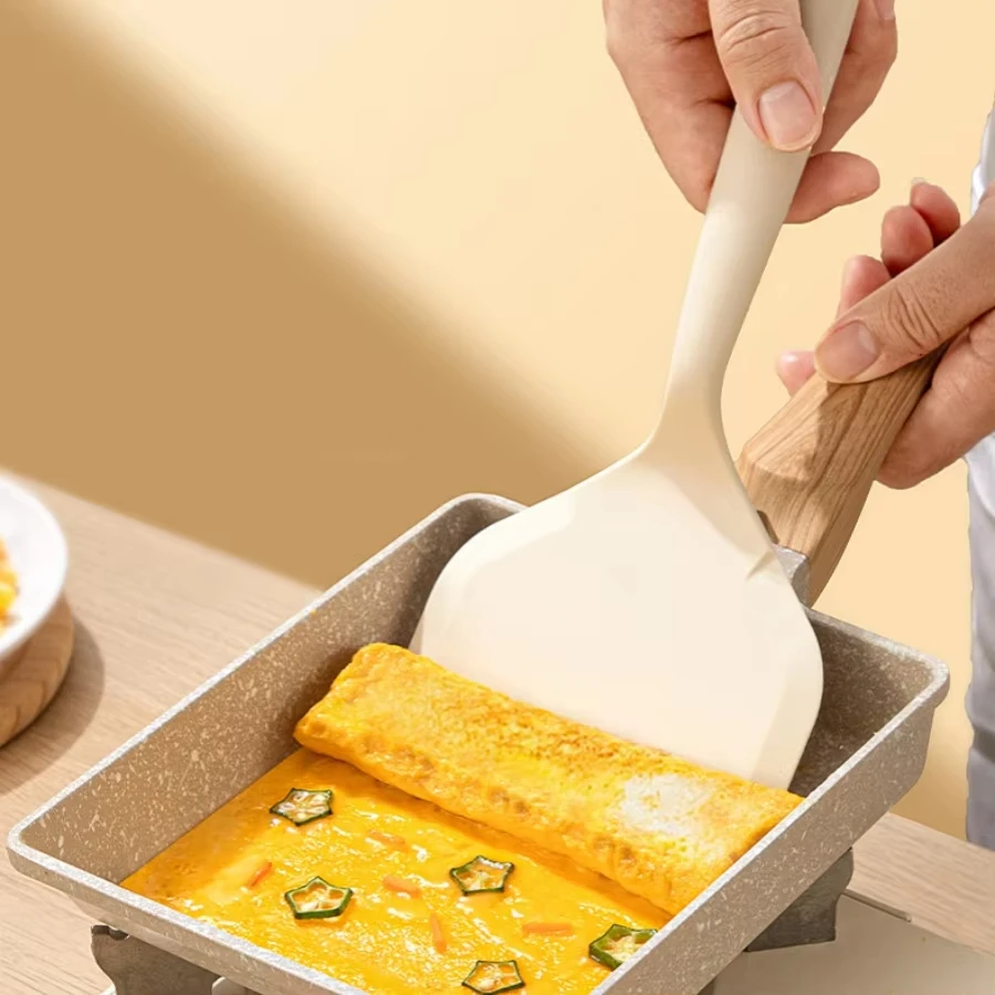 Espátula de silicona resistente al calor, sartén antiadherente de calidad alimentaria para el hogar, sushi, filete, pescado, panqueque, cuchara para hornear, herramienta de cocina, 1 ud.