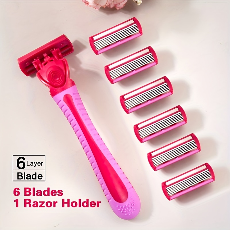6-Layer Razor Head Manual Shaver , Stainless Steel Classic 6 Edge Blade Razor Safety Shaving Beard Moustache