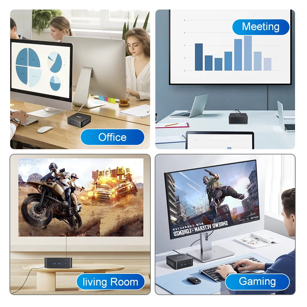 Ninkear N10 Mini-PC Intel N100 bis zu 3,4 GHz 16 GB 512 GB 2,4 G + 5 G WIFI HDMI 2,0 * 2, unterstützt Dual-Screen Windows 11 Desktop-Computer