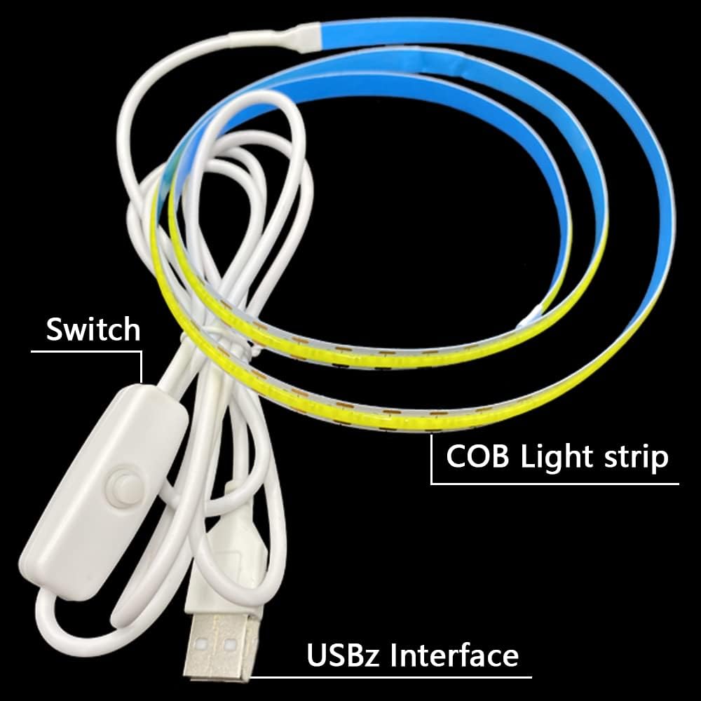 USB LED Strip Lights 5V 320LEDs/M Warm White COB LED Strip Flexible Lamp Tape DIY TV Mirror Backlight Kitchen Room Lighting