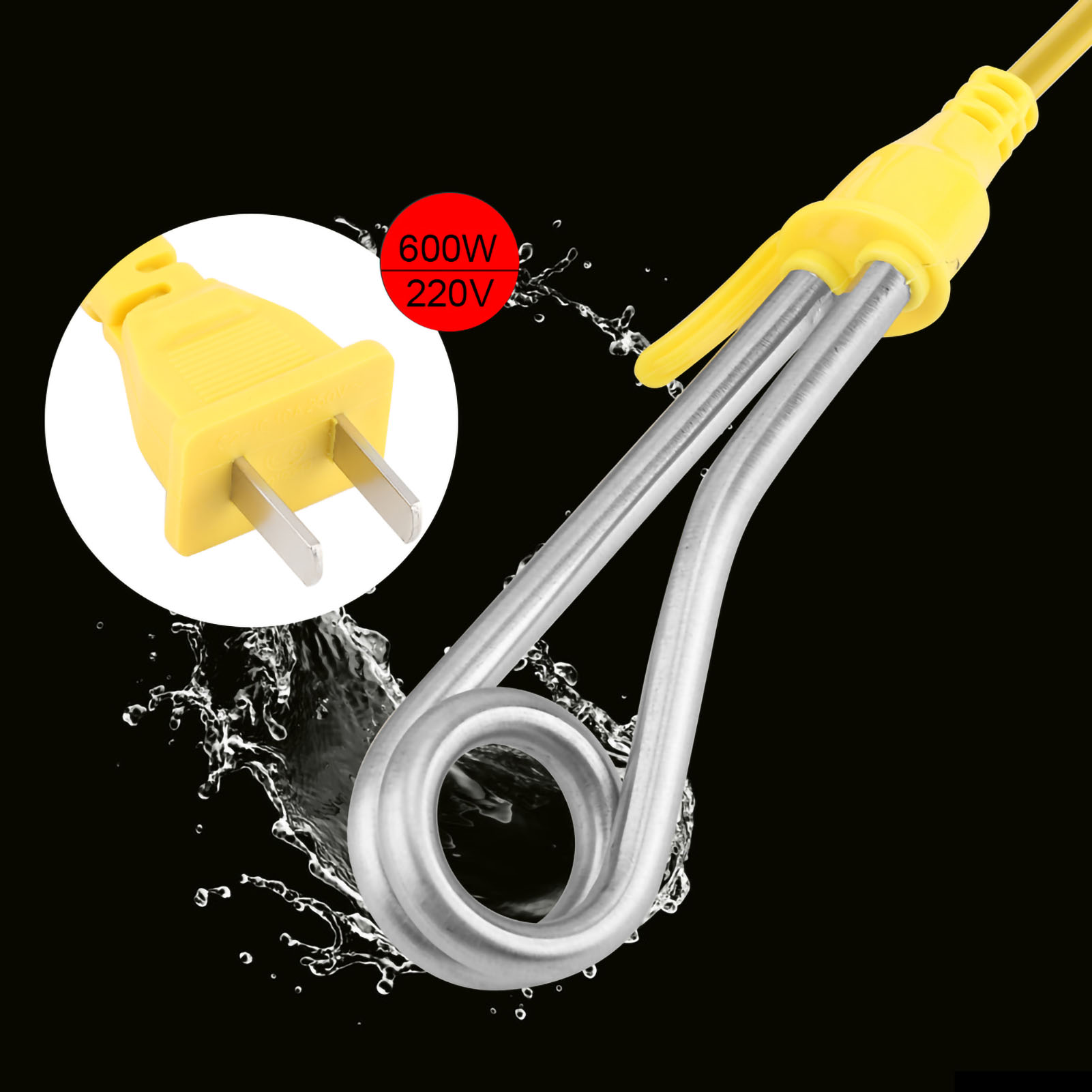 電気ミニヒーター,温水,コーヒー,浸漬,旅行用,600W,プラグインプラグ付き,220v