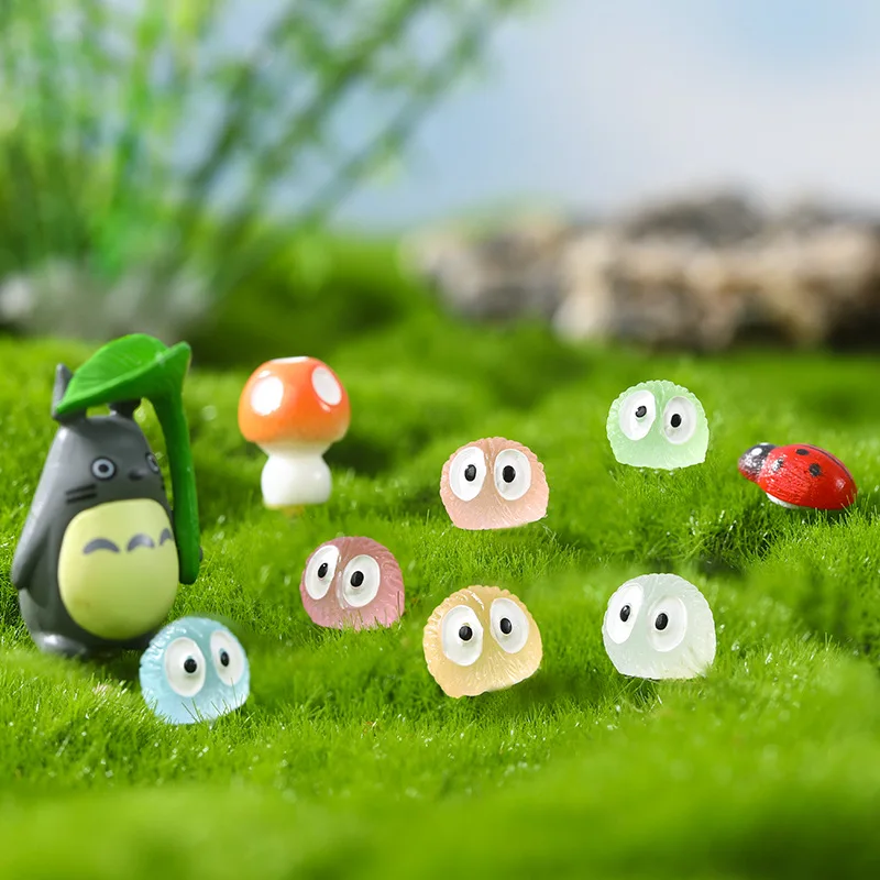 20/30/50/Pz Colorato Luminoso Elfi Polvere Sprite Miniature Sfera Nera Sprite Figurine Incandescente In Miniatura Giardinaggio Decorazione In Vaso