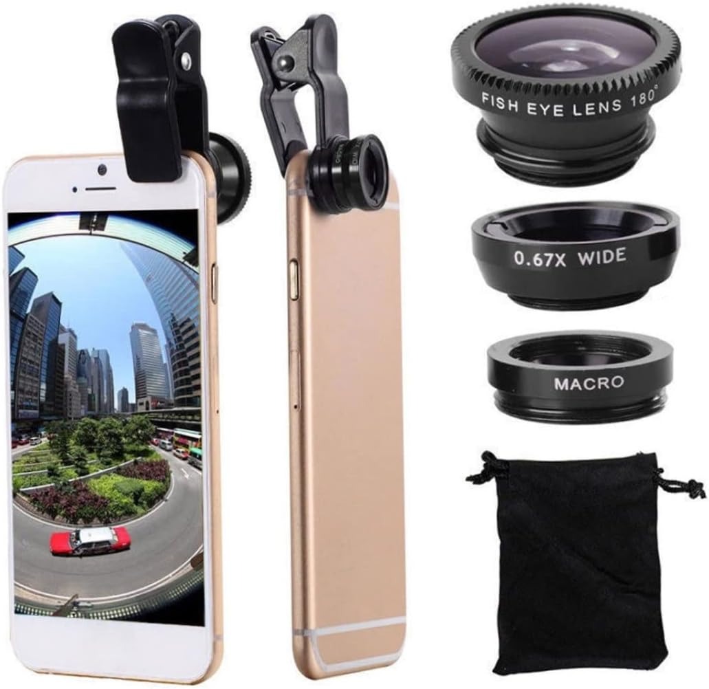 3in1 Fisheye Weitwinkel-Mikrokameraobjektiv für iPhone Xiaomi Redmi 3IN1 Zoom Fish Eye Len auf Smartphone-Objektiven mit Telefonclip