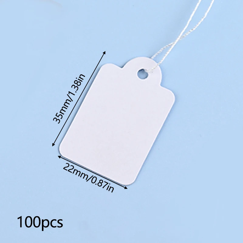 100 ชิ้นป้ายราคาแท็ก String Tie นาฬิกาเครื่องประดับสินค้าป้ายราคากระดาษการ์ด DIY รูปสี่เหลี่ยมผืนผ้าว่างเปล่าราคา