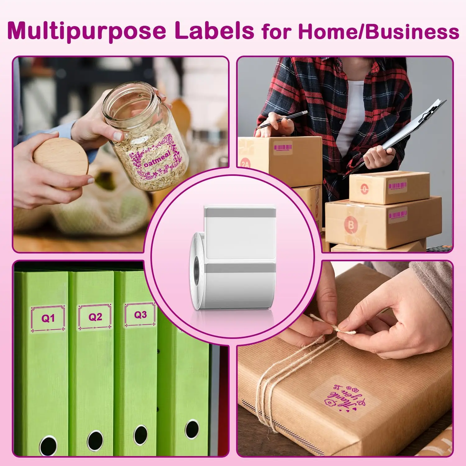 1.57"x1.18" Transparent Self-Adhesive Roll Papers Clear On Pink Sticker For M110 M220 M221 Label Printers For Address Logo Tags