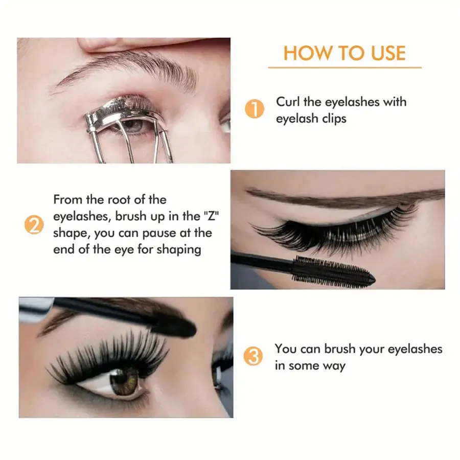 Mascara 4D impermeável para maquiagem de olhos grandes, grossa e longa, à prova de manchas, encriptada, duradoura, ferramentas de curling