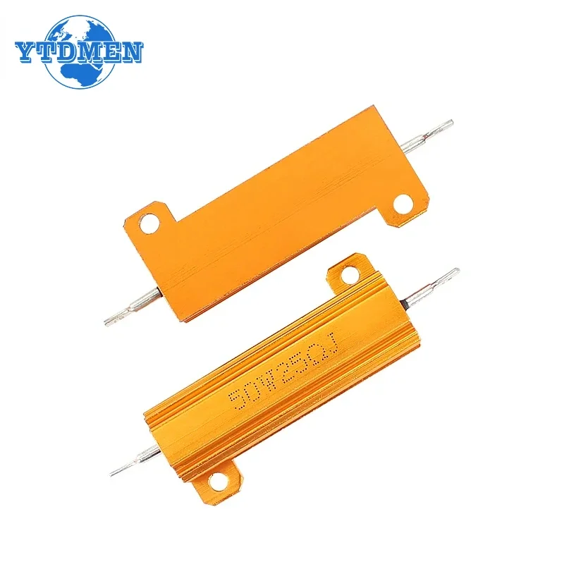 1 Uds. Resistencia bobinada de carcasa de Metal de potencia de aluminio 10W 25W 50W 100W RX24 0,1 ~ 1 Kohm 8 10 50 1K Ohm resistencias de carga