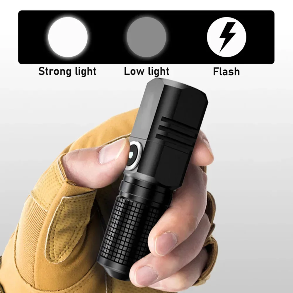 Super Bright Mini Powerful Led Flashlight XHP50 Built in Battery 3 Modes Usb Rechargeable Flash Light Torch Lamp Flashlights