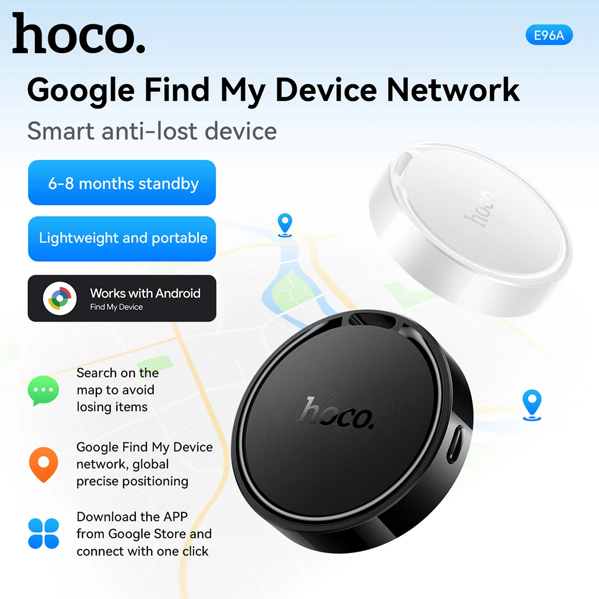 E96A Airtags для телефона Android Google Find My Network Tracker Глобальный GPS-локатор Finder для автомобилей Домашние животные Кошелек Брелок Анти-потерянный