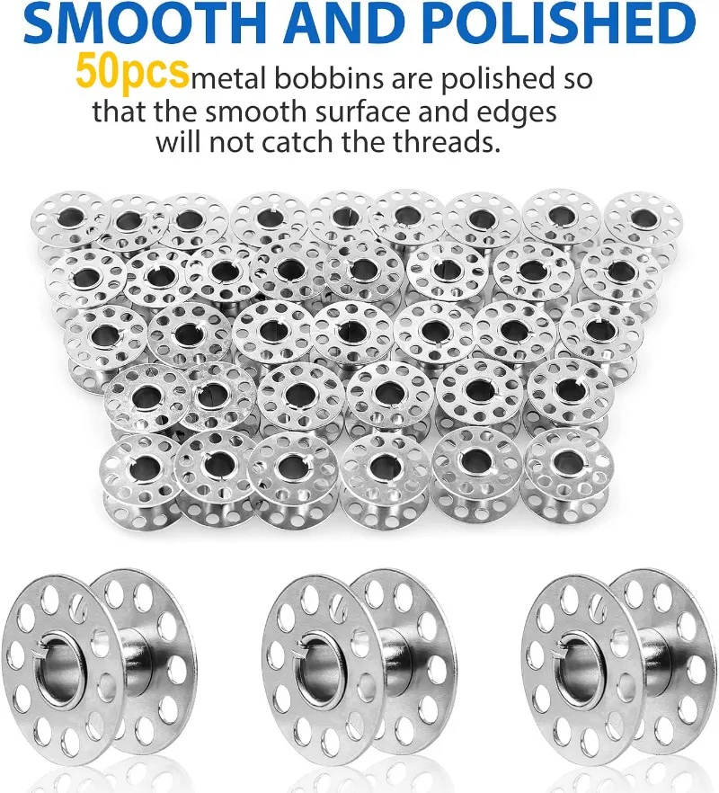 Household Sewing Machine Coil Roller Metal Bobbins Empty Spool Stainless Steel For Silk Thread Winding Brother Tailoring Parts