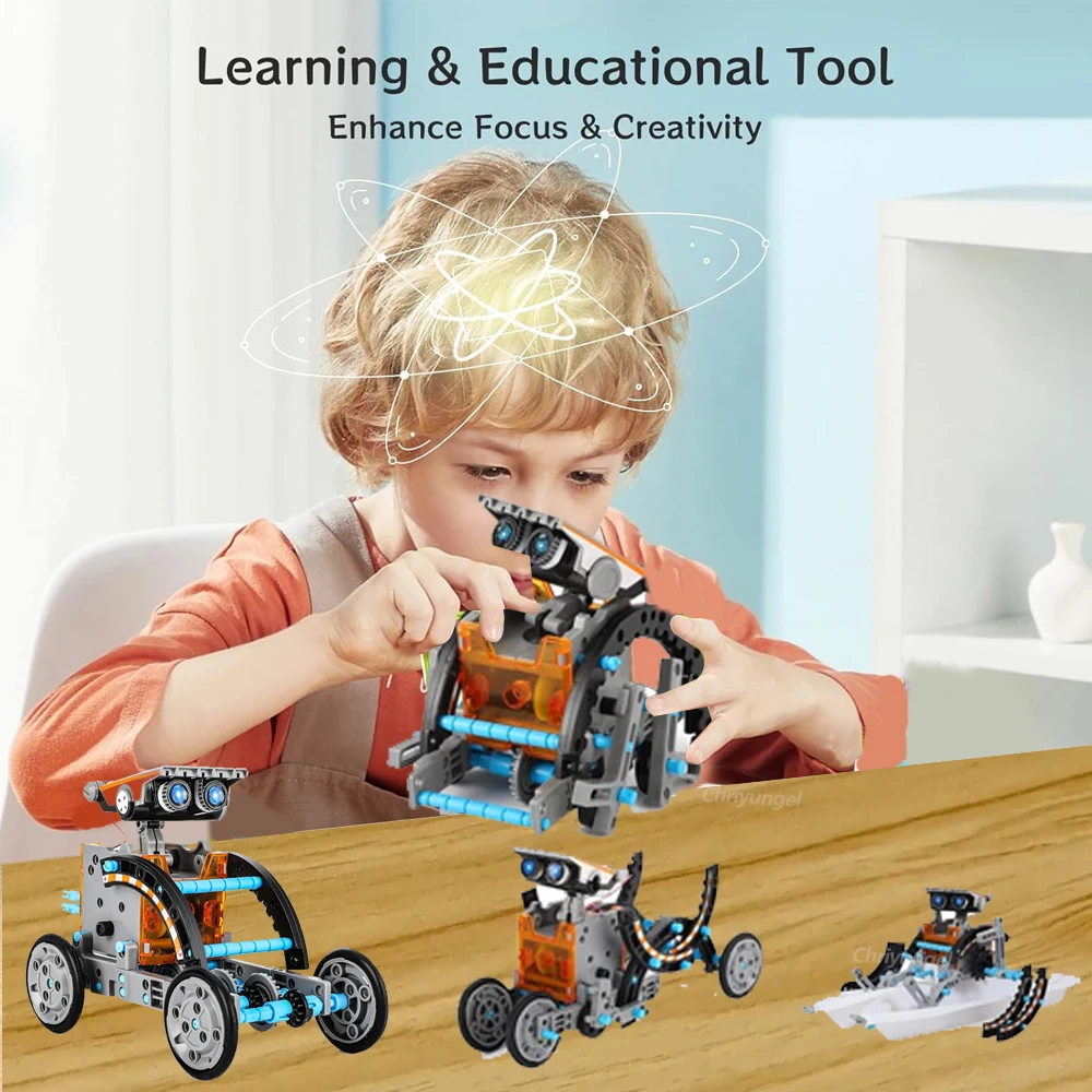Kits de robots solaires 13 en 1, bricolage, Kits d'expérimentation scientifique, jouets éducatifs STEM pour enfants de 8 ans et plus, ensemble robotique à énergie solaire