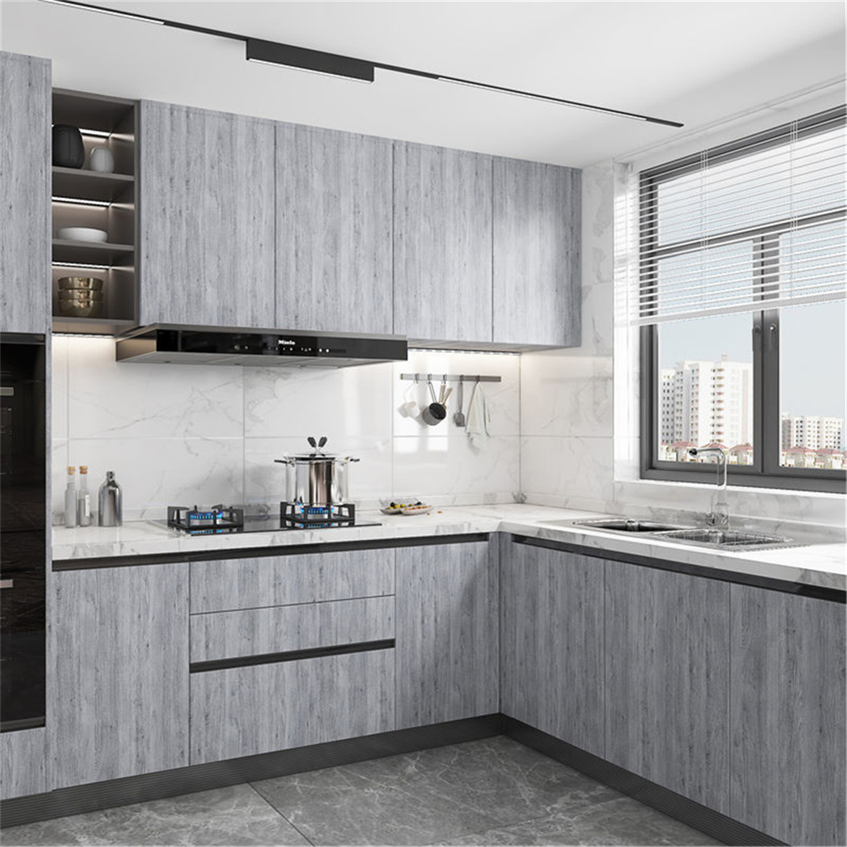 Papel de parede de vinil com grão de madeira, 55cm de largura, para porta, guarda-roupa, mesa, móveis, à prova d'água, adesivos autoadesivos, decoração de casa