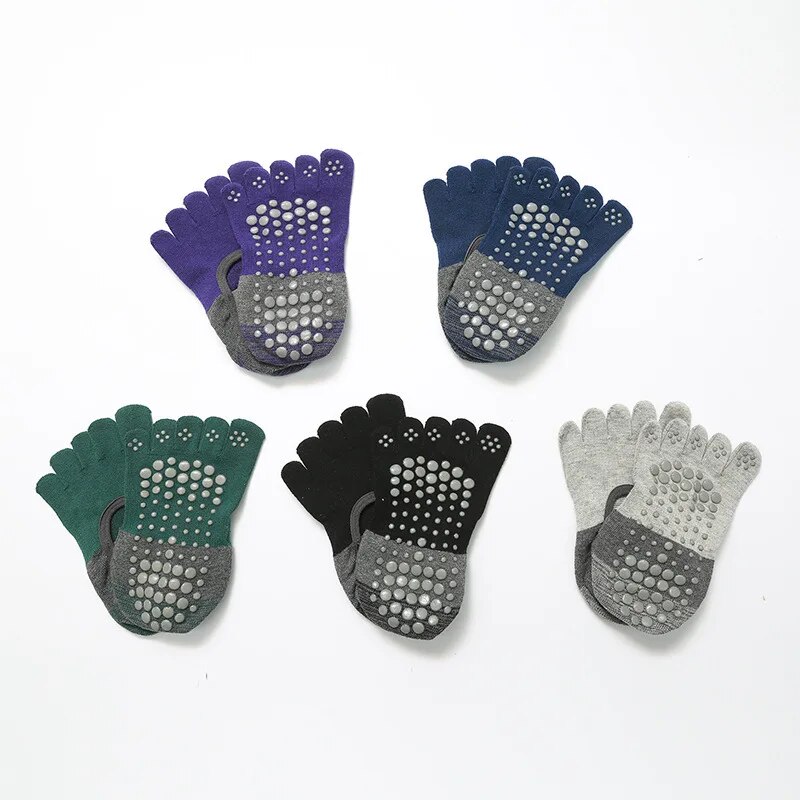 Calcetines de Yoga transpirables para mujer, medias antideslizantes de silicona para Pilates de cinco dedos, sin espalda, Fitness, Ballet, danza, calcetín de algodón para gimnasio