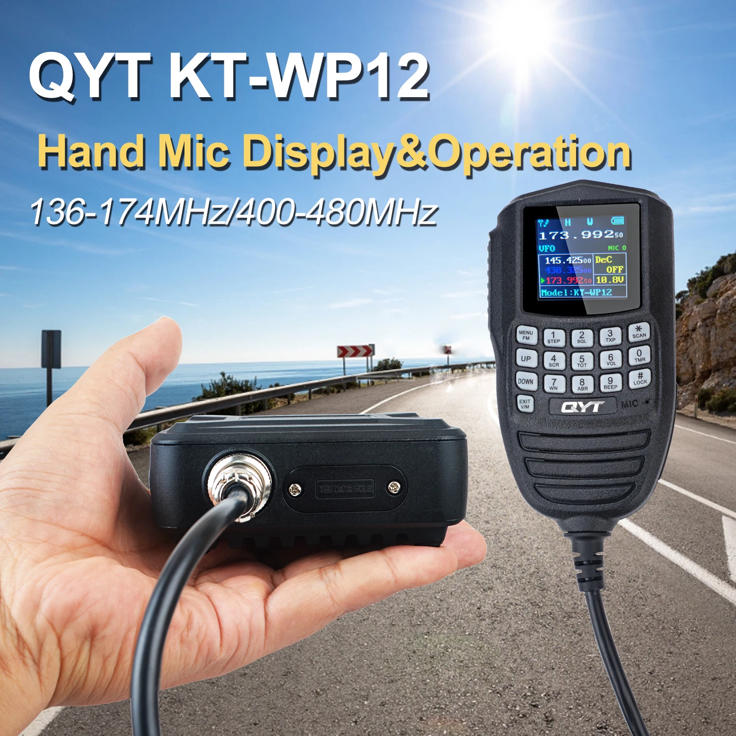 QYT KT-WP12 Walkie Talkie VHF UHF 70CM 2M 200Ch 25W Mini Amateur Ham Radio FM móvil VOX Scrambler operación de micrófono de mano