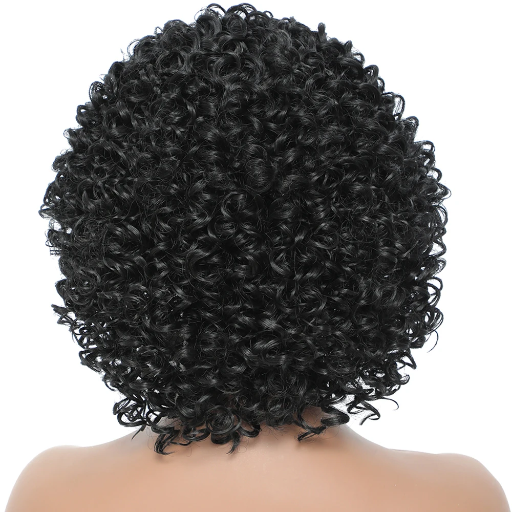 Perucas macias e encaracoladas com bandana Peruca Curta Sem Cola Peruca de cabelo sintético afro profundo para mulheres e meninas naturais pelucas para mulher