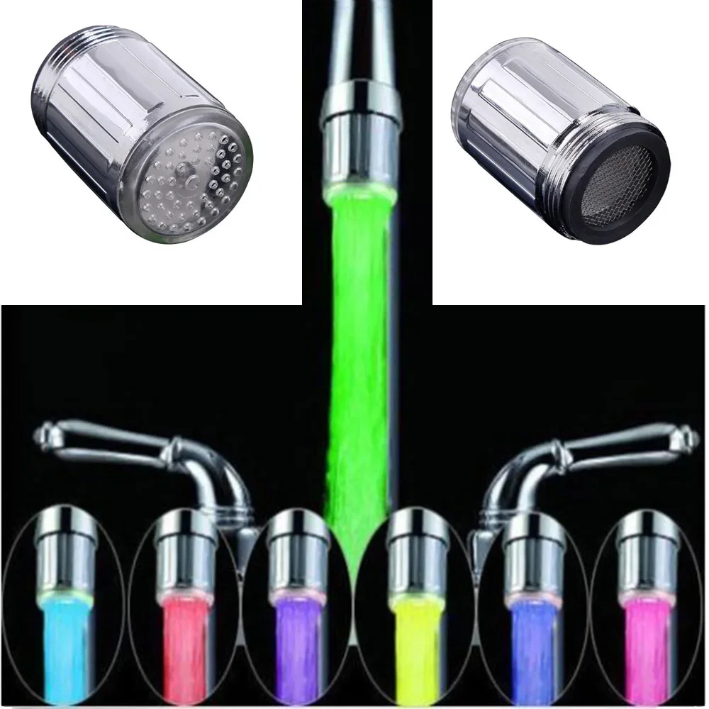 Luminous ไฟ LED ก๊อกน้ําห้องครัวห้องน้ําอ่างล้างหน้าหัวฉีดที่มีสีสันเครื่องทําความร้อนเทอร์โมก๊อกน้ําอุปกรณ์เสริม 3 สี 7 สี