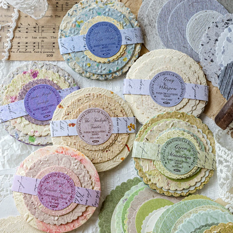 150 pezzi di carta tra pezzi rotondi serie tipografica materiale rotondo manuale di carta collage cornice per foto fai da te custodia per telefono notebook