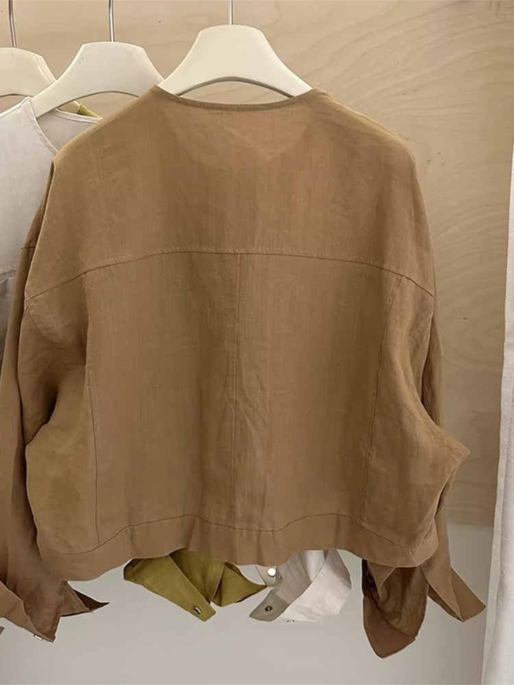 Blusa Fena de Linho Fina com Gola Redonda para Proteção Solar Verão 2025 – Novo Estilo Casual Versátil para o Dia a Dia e...