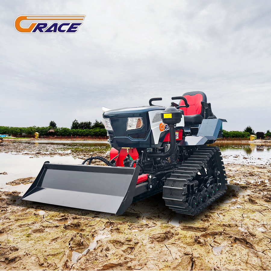 Afstandsbediening Multifunctionele rit op Chinese Mini Farm Tiller Crawler Cultivator Tractoren met baan te koop