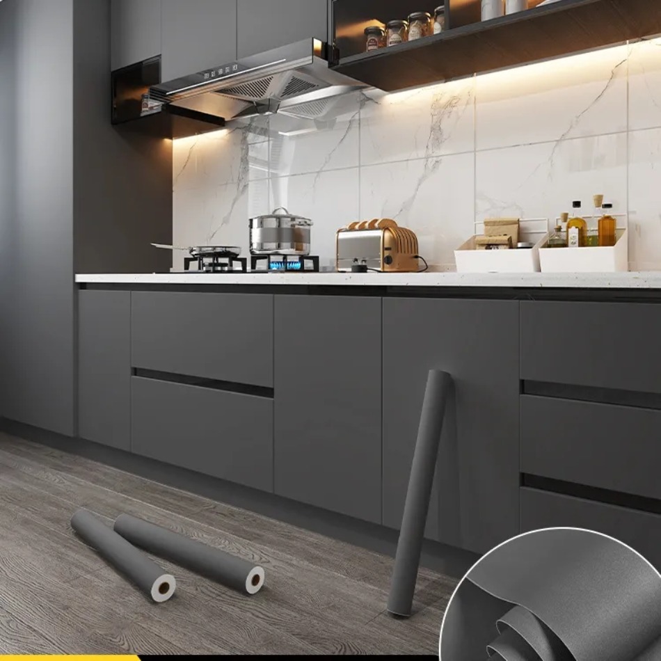 Muebles キッチンキャビネット戸棚耐油自己粘着木製 PVC 家具ステッカールームインテリア防水厚い壁ステッカー