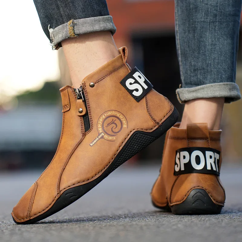 Otoño e Invierno nuevas botas cortas para hombres zapatos de algodón de fondo plano Retro clásico británico zapatos casuales deportivos de negocios al aire libre