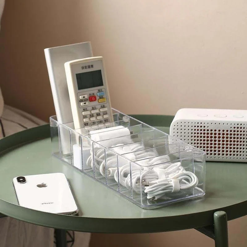 1PC ข้อมูลกล่องเก็บสายเคเบิลสายชาร์จโทรศัพท์มือถือ Charger Desktop Organizer เครื่องมือการจัดการสายเคเบิลพร้อมฝาครอบกล่องกันฝุ่น