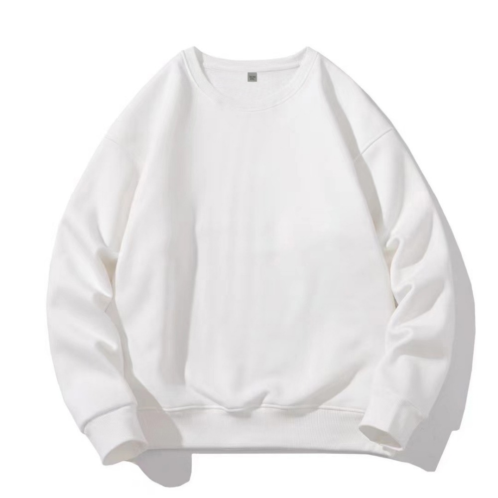 Männer Baumwolle Frühling Herbst Einfarbig Oansatz Sweatshirt Universal Einfache Casual Pullover Paar Langarm T-shirt Weiß Top