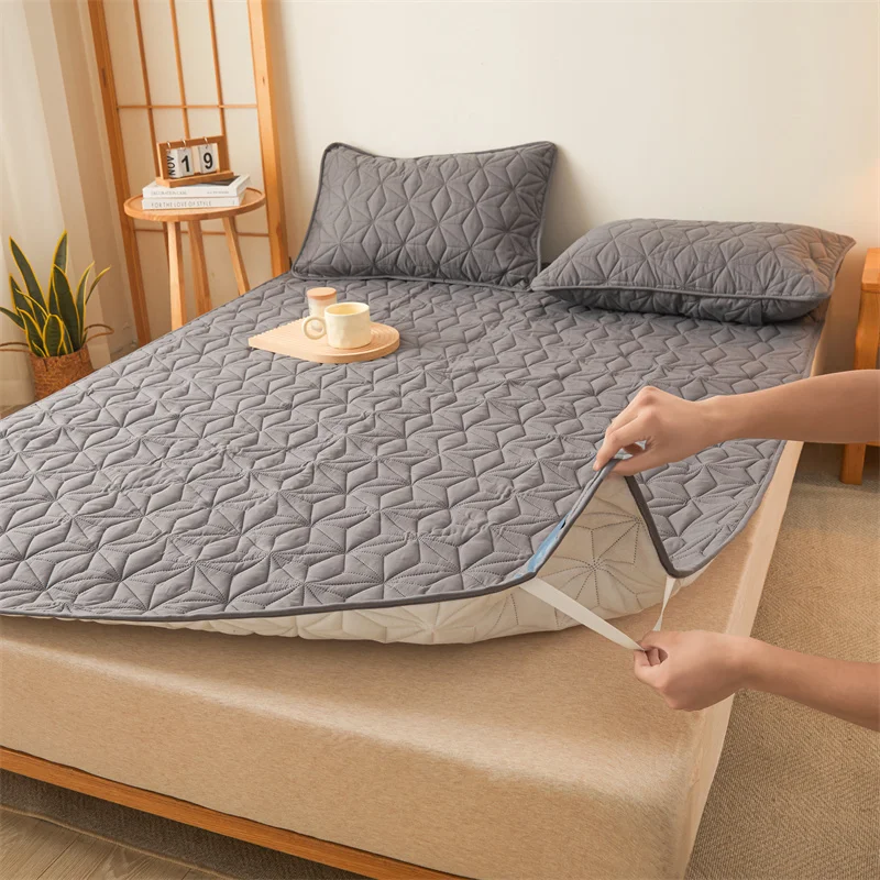 Surmatelas impermeable con banda elástica, almohadilla protectora acolchada, colcha, Funda de colchón de invierno para cama individual/doble 140/160