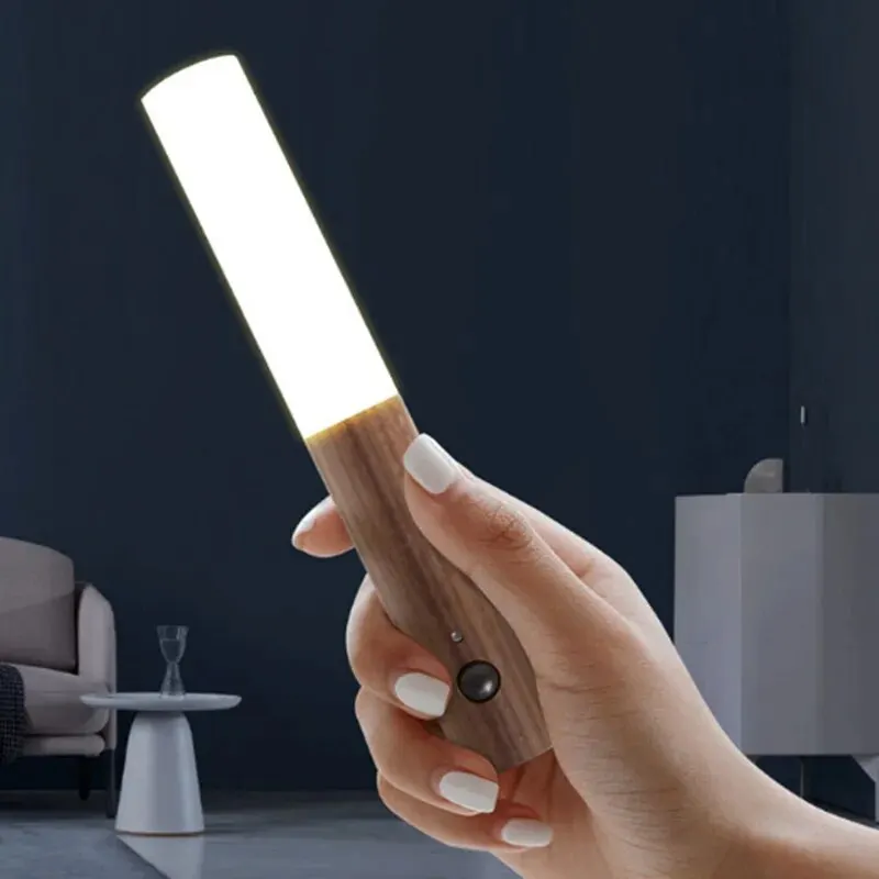 LED USB 야간 조명 마그네틱 벽 램프, 주방 캐비닛 옷장 조명, 홈 계단 침실 테이블 이동 램프, 침대 옆 조명