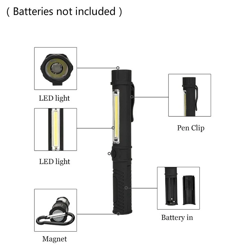 มัลติฟังก์ชั่น COB LED Mini ปากกาทํางานตรวจสอบไฟฉาย LED Stonego ไฟฉายด้านล่างแม่เหล็กและคลิป