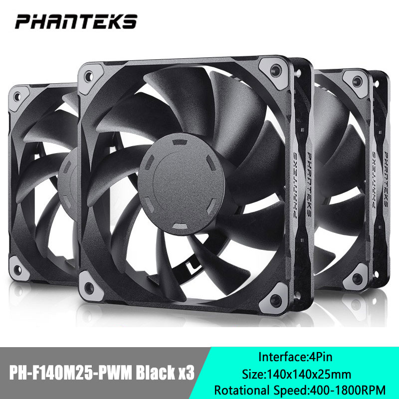 PHANTEKS M25-F140/F120 ventilador con cubierta 140/120mm 4 pines PWM ventilador de CPU silencioso de alto flujo de aire 400-2000RPM ventilador de rodamiento FDB en cascada