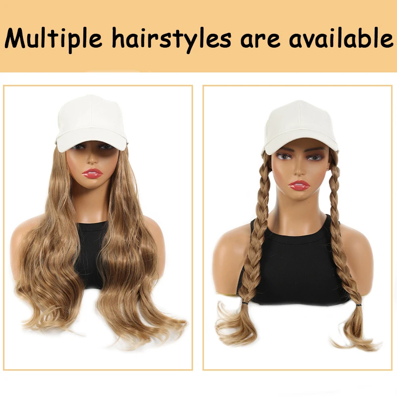 Off white duckbill cap large wave wig synthetic wig for women easy to wear and adjustable size for daily use
