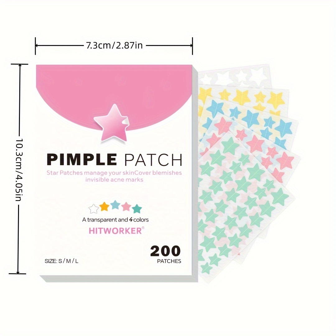 Parches hidrocoloides de 200 unidades: cubierta transparente invisible, 2 tamaños (durabilidad de 48-72 horas), variedad de colores (rosa/amarillo/verde)