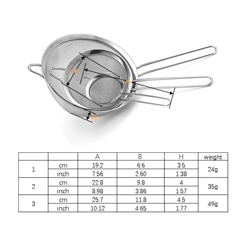 Feinmaschiges Sieb aus Edelstahl, Mehlsieb zum Backen mit Griff, Mehlsieb, Backzubehör 0859