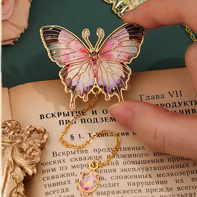 Soporte de marcapáginas de lectura Retro para estudiantes, forma especial de mariposa, 6 tipos de arte, marcadores de pintura al óleo, regalos de lectura exquisitos