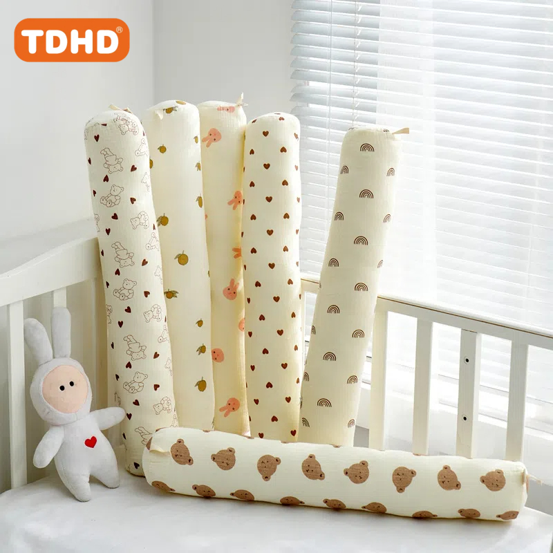 Almofada cilíndrica TDHD, travesseiro de pescoço redondo para cama de bebê (pacote com 1, estampa de desenho animado fofo) 23,6 x 4 polegadas, travesseiro de coleira para bebê