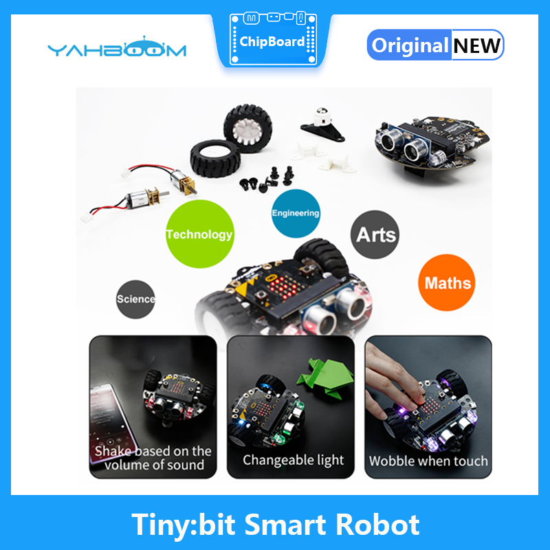 Yahboom Car Kit Pembuat Hemat Biaya Pendidikan BBC Mikro: Bit V2 Stem Robot Pengkodean Pendidikan untuk Pemrograman Pembelajaran