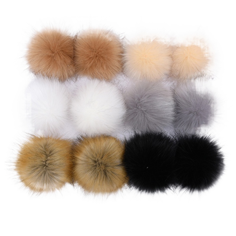 2pc de pelúcia pele de raposa hairball chapéu pom pom 10cm diy pele do falso pompom artesanal pele pom pom poms bolas com faixas elásticas para saco roupas